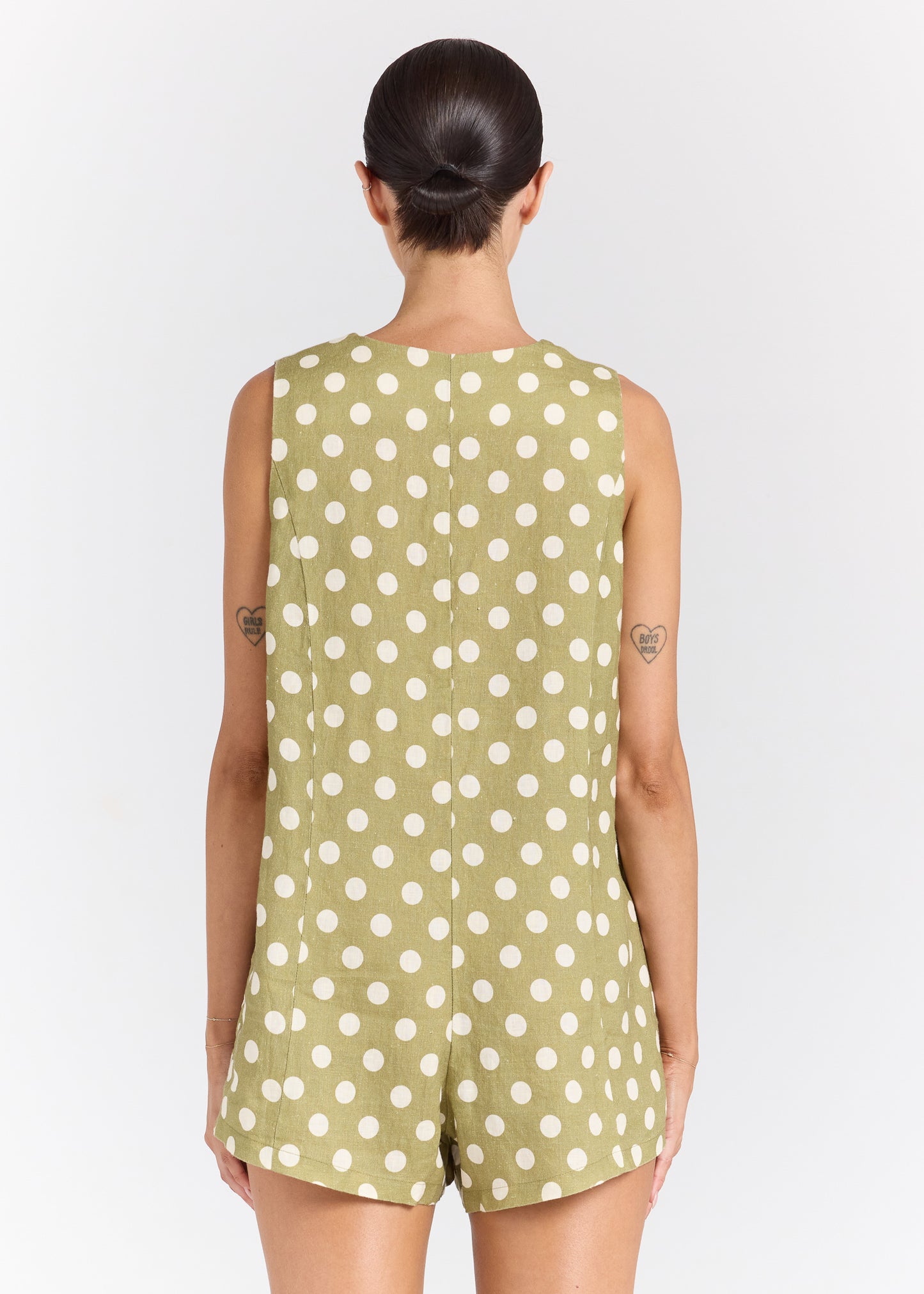 Seaside V Button Up Romper - Cedar