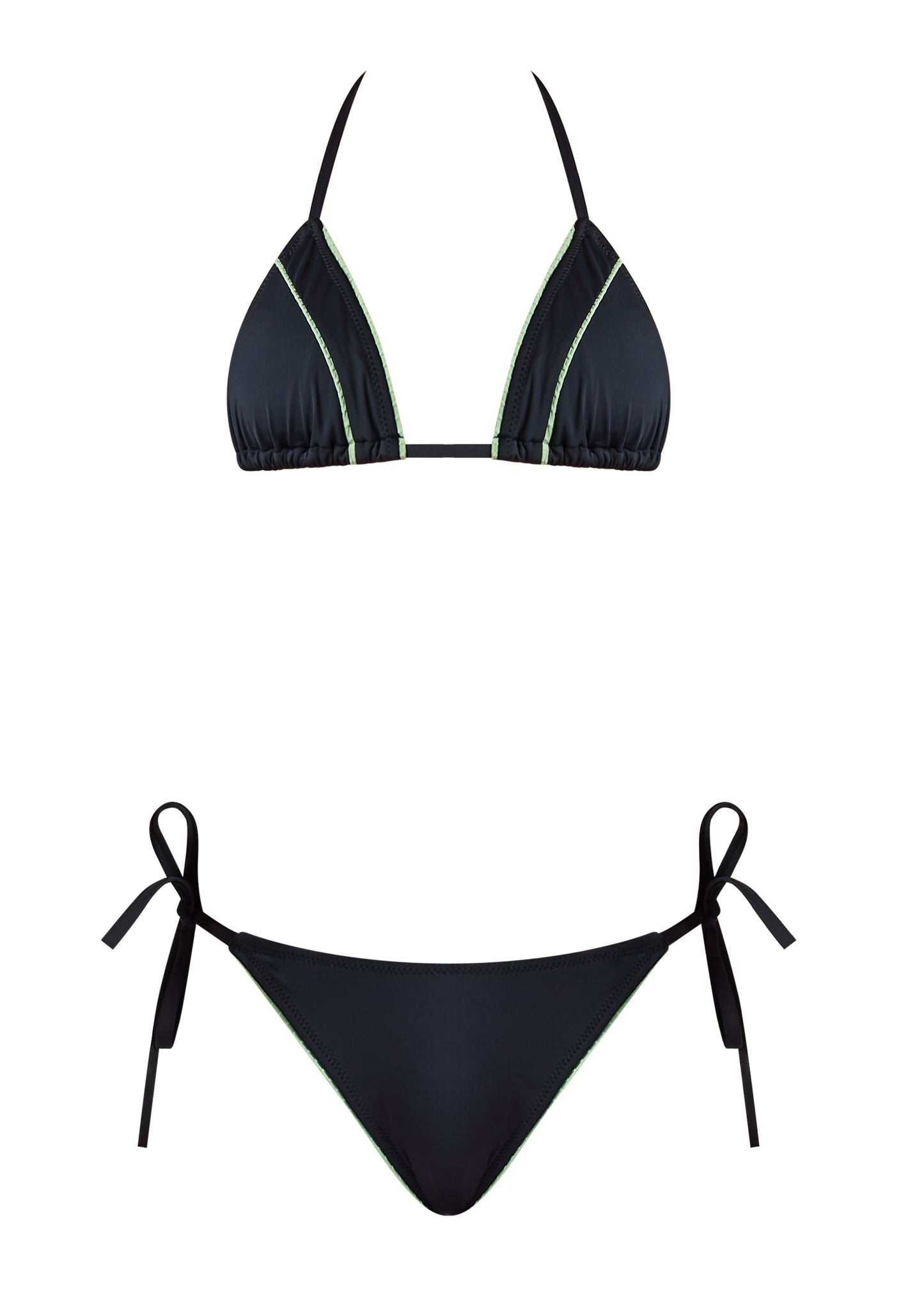 Splice High String Tie Bikini Bottom - Black