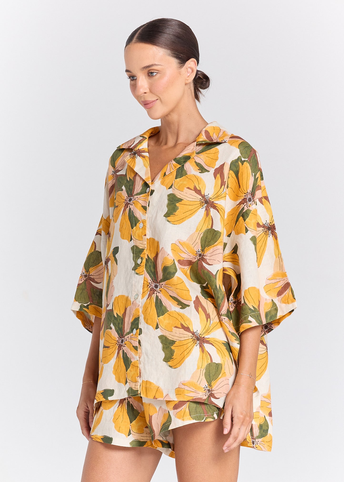 Tropics 100% Linen Resort Over Shirt - Marigold