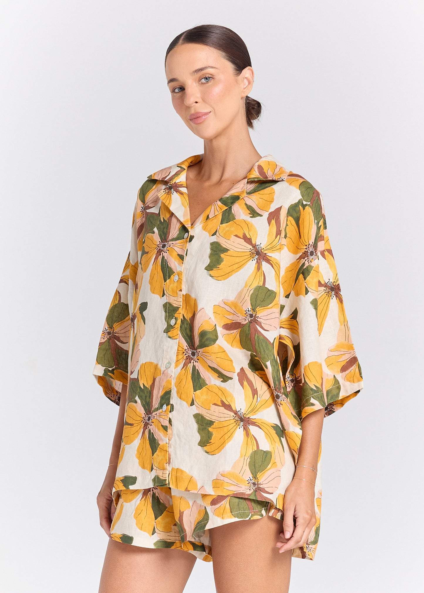Tropics 100% Linen Resort Short - Marigold
