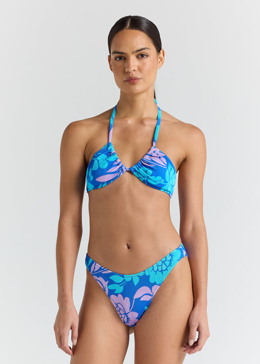 Vanuatu Ruched Halter Bikini Top - Ocean