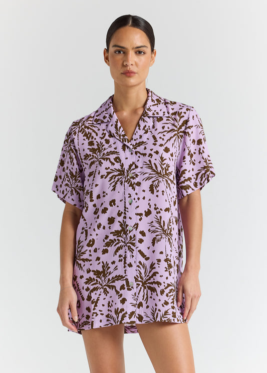 Zanzibar 100% Rayon Shirt Dress - Lilac