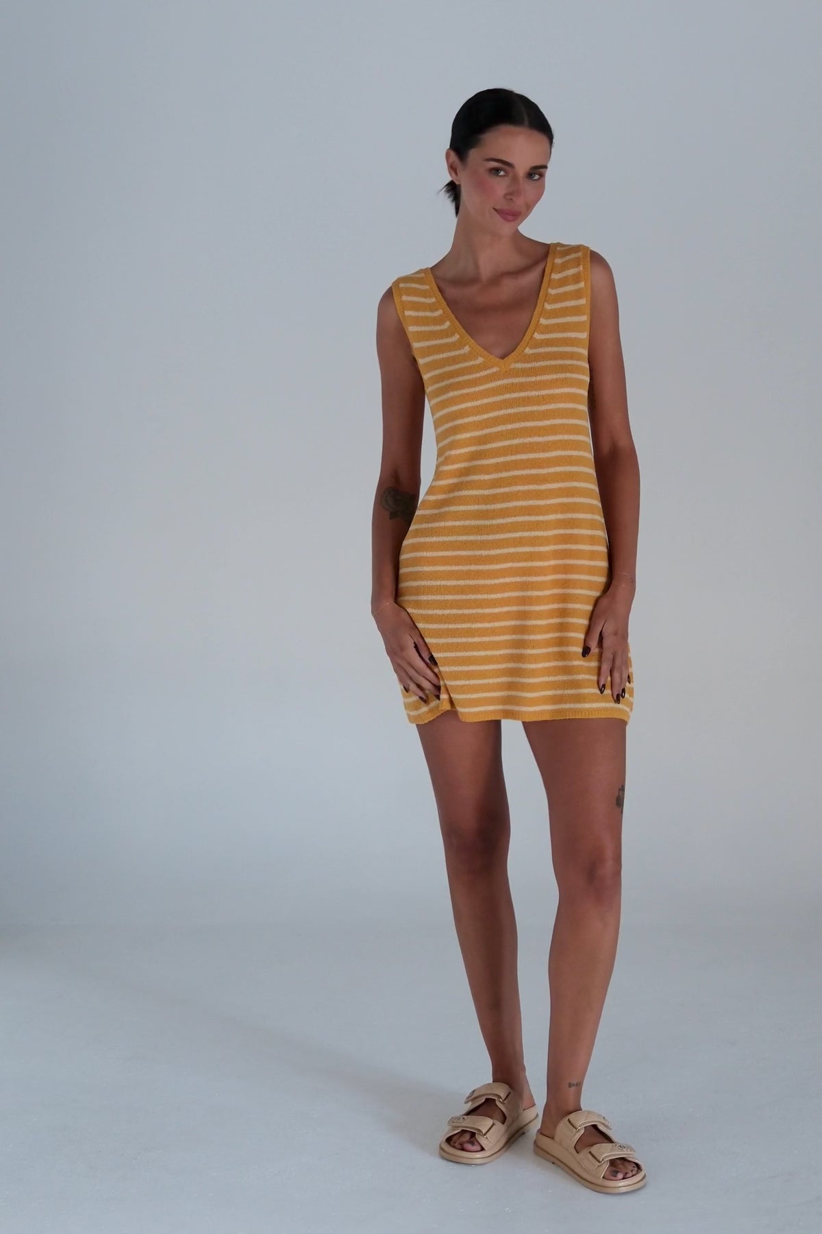 Surfside V Knit Dress - Sunshine