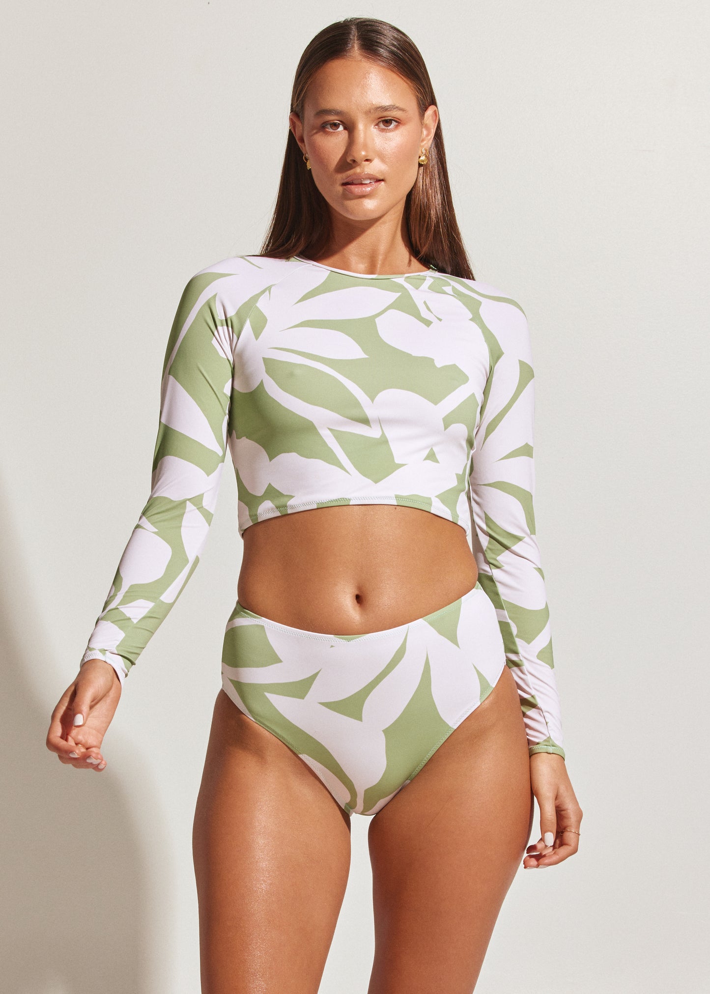 Islander Long Sleeve Crop Top - Palm