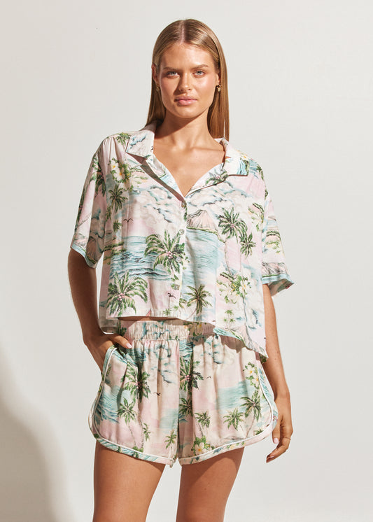 Club Tropica Crop Shirt - Pool