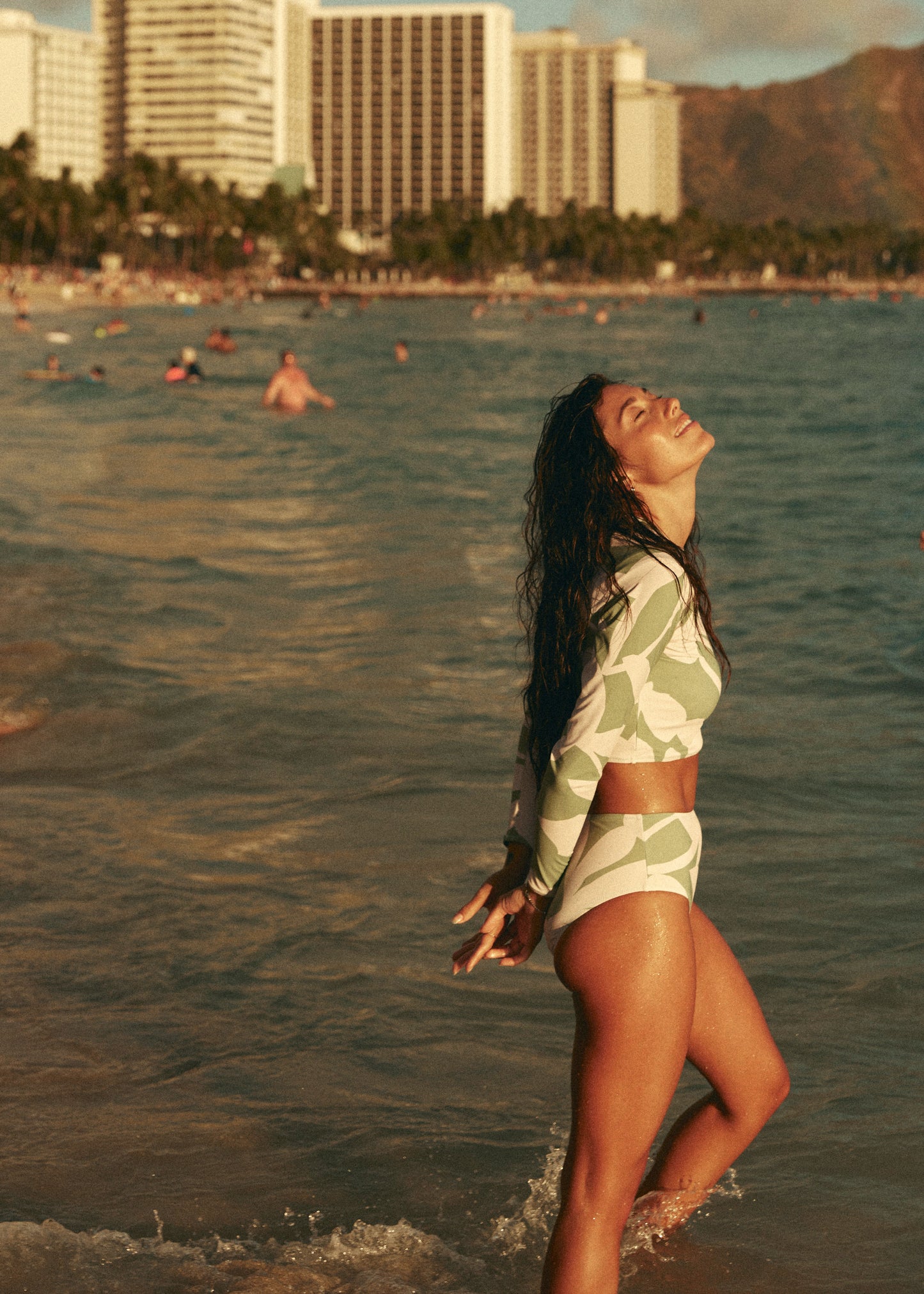 Islander Long Sleeve Crop Top - Palm